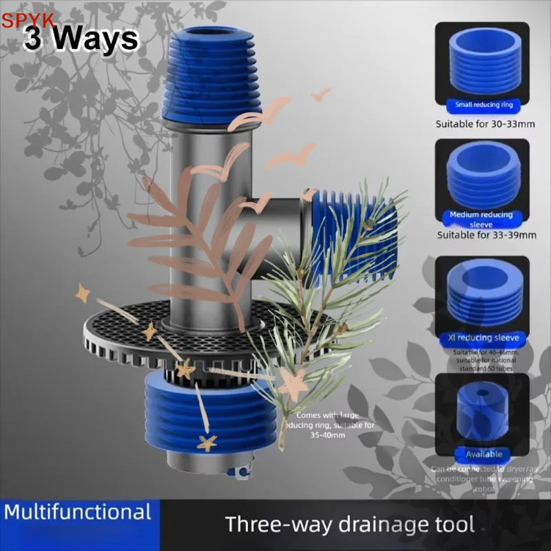 3 Way Washing Machine Floor Drain Adapter Odor Proof Backflow Prevention Universal Fit For Bathroom Drain Pipe Connection