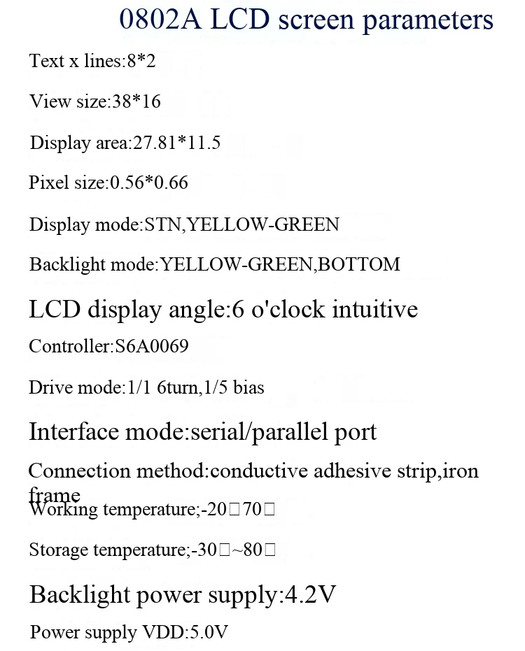 Blau/Gelb-Grüner Bildschirm 1602A/2004A/12864B LCD-Bildschirm 5V LCD mit Hintergrundbeleuchtung IIC/I2C – Detail 11