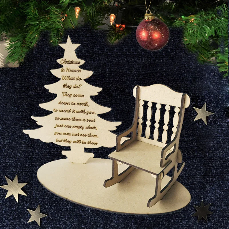 Wooden DIY Christmas Decorations for Rocking Chair and Tree