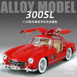 1: 24 Mercedes Benz 300SL Street Car Simulation Alloy Model Vintage Car Collection Decoration