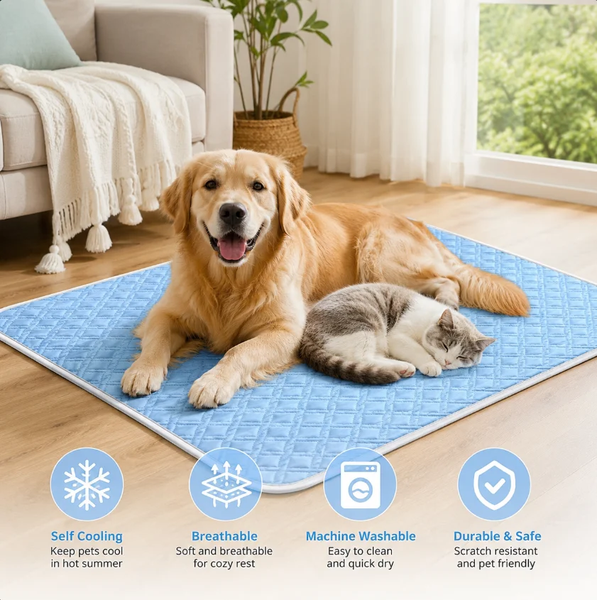 1PC A Pet Cooling Pad Ceiling Washable And Anti Slip Bottom Large Dog Cooling Bed And Cat Ice Pad Cooling Pad For Pets Machine - view 6