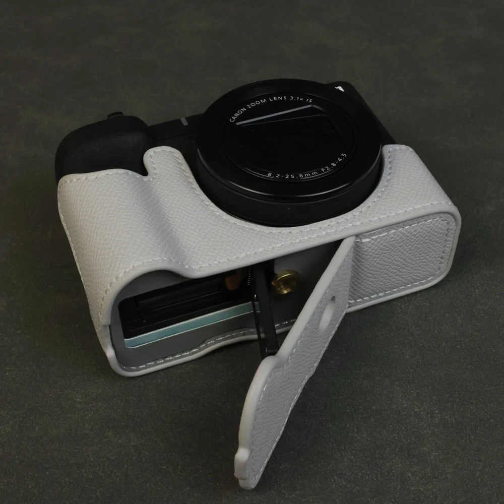 Protector de base de cuerpo de media funda de cámara V1 PU para cámara Canon PowerShot V1