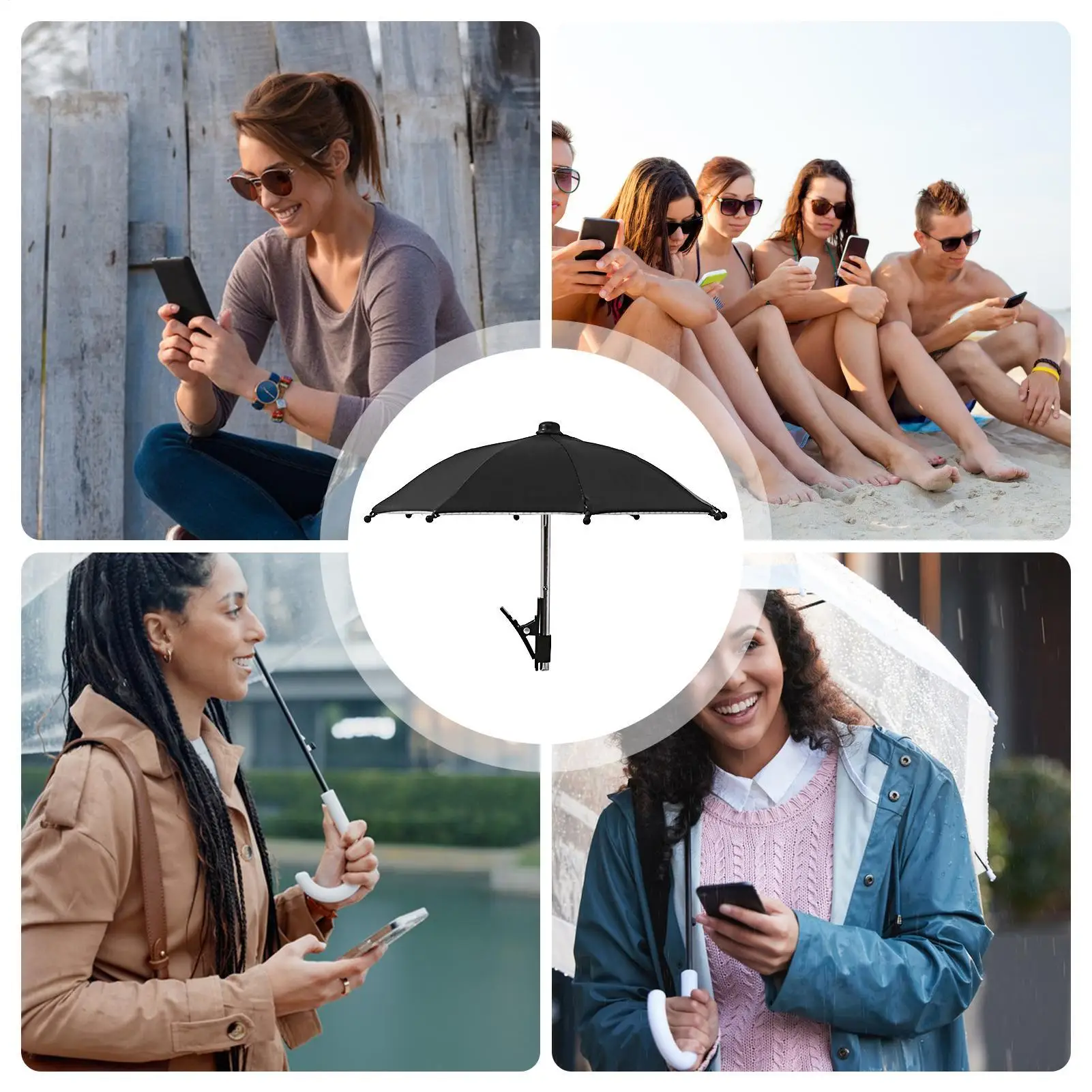 

Mobile Phone Holder Sunscreen Umbrella Clip Outdoor Mobile Phone Fixed Umbrella Rain Parasol Anti-Reflective Adjustable