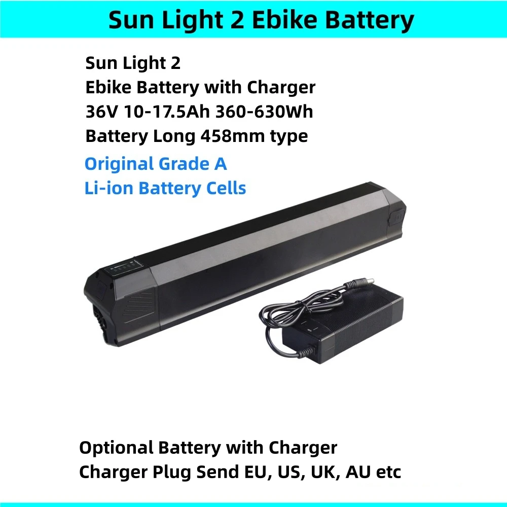 SSE-059 Sunlight 2 Li-ion Ebike Battery 36V 10Ah 10.4Ah 12.5Ah 13Ah 15Ah 17.5Ah Sun Light 2 for Bluewheel  BXB75 BXB-75