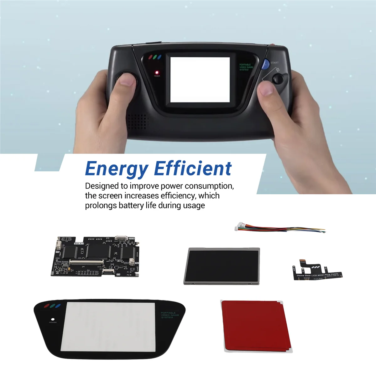 

【Home-Tools!】V4 IPS OGS LCD Screen Kits for SEGA Game Gear Full Screen V4.0 Display LCD Highlight Brightness for SEGA GG Black
