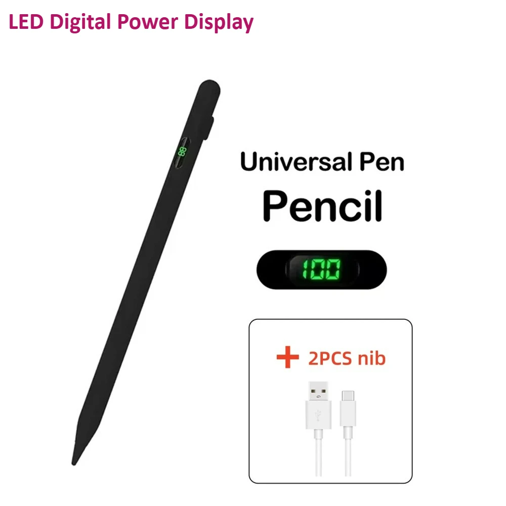Universal Phone Touch Pen Stylus Pen With LED Digital Power Display For iPad Samsung Galaxy Tablet Pen For Android IOS Windows