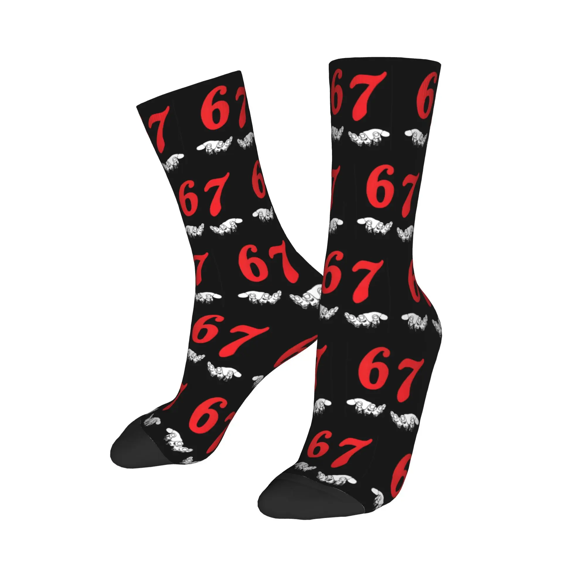 

Модные теплые носки унисекс Custom Six Seven 67 Meme Dress Socks с забавным принтом Brainrot