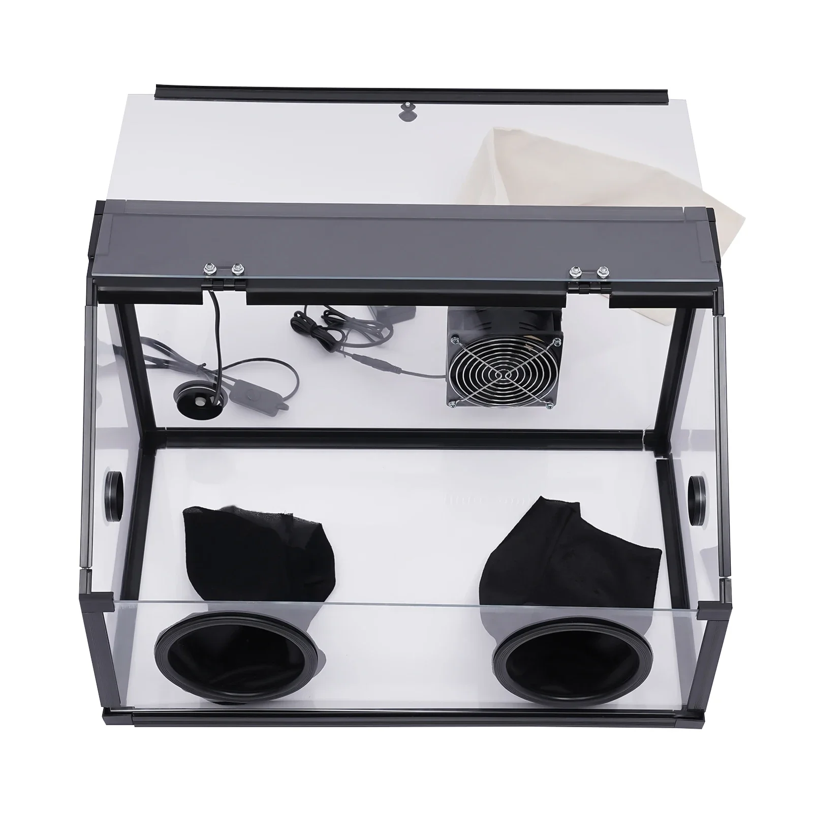 Enclosed เครื่องเจียรไฟฟ้าขัดโต๊ะฝุ่นกล่องอะคริลิค + ไฟ LED