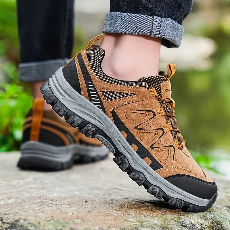 Marca de moda sapatos esportivos ao ar livre para homens respirável anti-deslizamento sapatos de trekking masculino tamanho grande 48 tênis de caminhada formadores