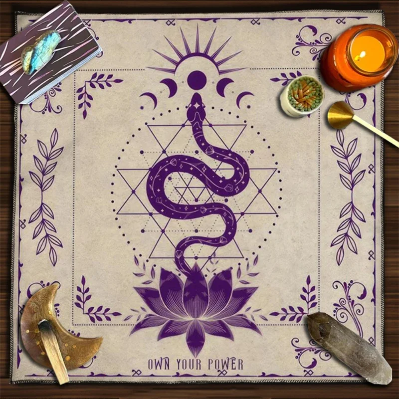 VIKAMA Zodiac Wheel Occult Sigil Tarot Altar Cloth Divination Mat Spiritual Witchcraft Astrology Wiccan Home Decor