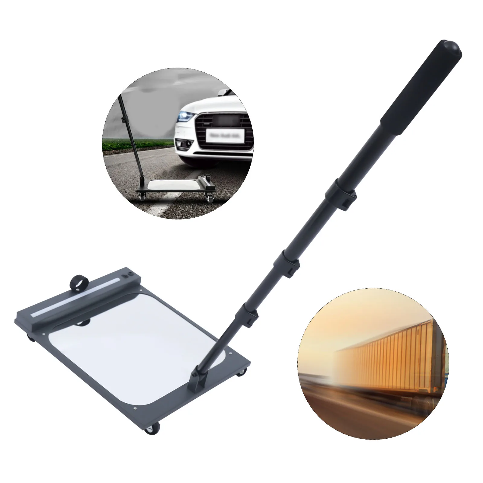 Swivel Extendable Car Inspection Mirror LED Lighted Convex Undercarriage Mirror