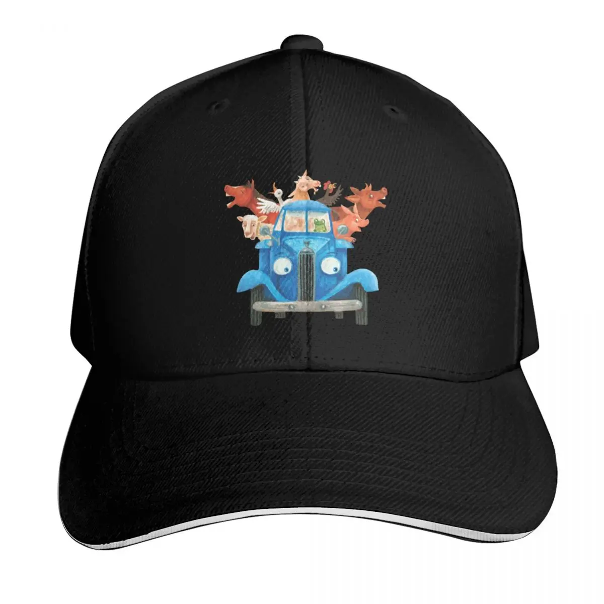 Little blue truck with farm animals classic illustration Baseball Cap Men Women Casual Summer Sport Sun Cap