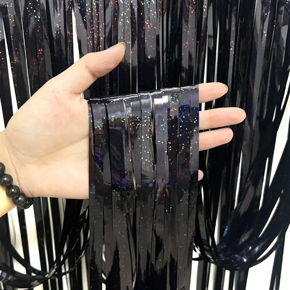 Blauer 2M*1M Laser-Tinsel-Folienvorhang, Frozen-Party-Zubehör, Geburtstagsdekoration, für Erwachsene, Kinder, Jungen, Mädchen, zur Geschlechtsoffenbarung, Hochzeitsdekoration – Detail 4