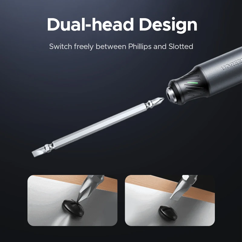 UGREEN 2 في 1 مفك بت مع فيليبس مشقوق 6 مللي متر S2 سبائك الصلب المحمولة مجموعة لأدوات الإصلاح اليومية المغناطيسي 100 مللي متر