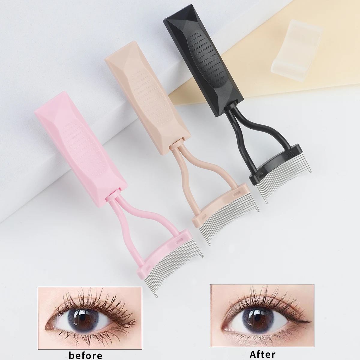 1pcs Curved Ultra-Fine Steel Tooth Eyebrow Comb, Eyelash Comb, Tight Comb Teeth, Even Eyebrow Brush, Eyelash Shaping Tool
