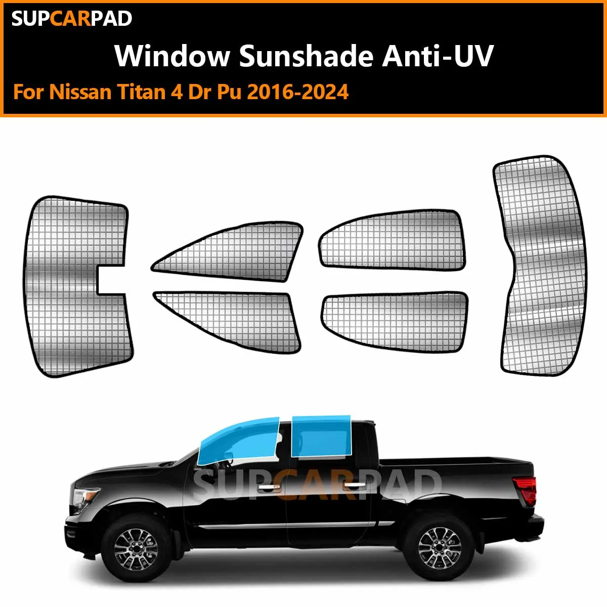 

For Nissan Titan 4 Dr Pu 2016-2024 Custom Car Window Sunshade Anti-UV Car Sun Window Visors Sunshade Covers Accessories