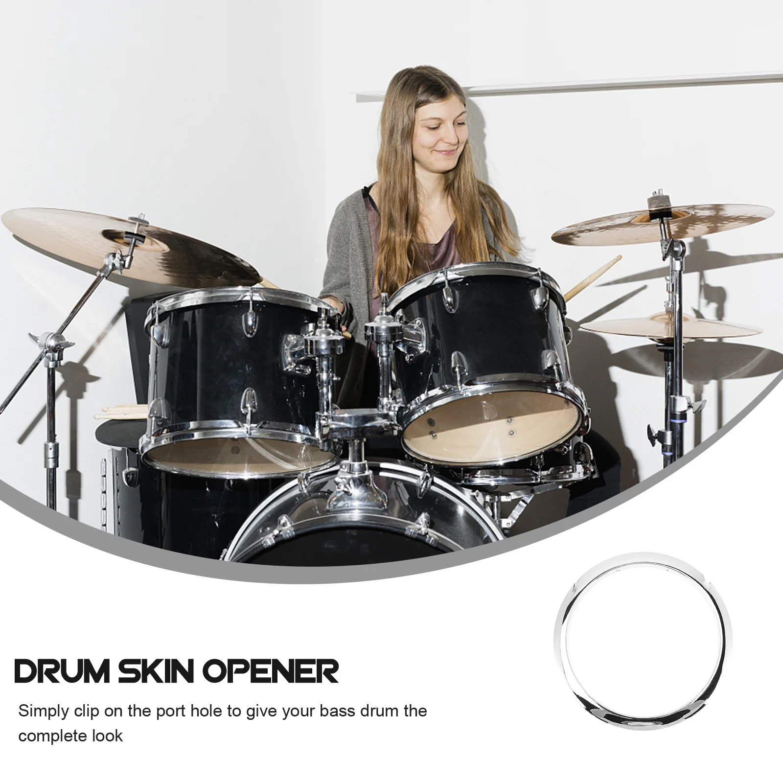 

Skin Opener Bass Drum Opening Protection Ring Snap-Style Design Durable Drum Head Replacement Accessory Tool