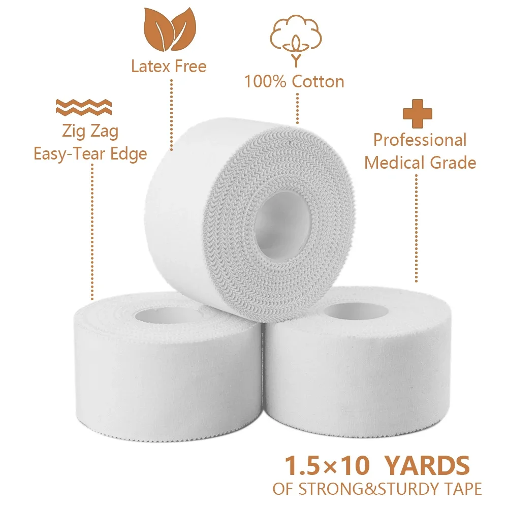 Sports White Athletic Tape VERY Strong EASY Tear NO Sticky Residue BEST TAPE for Athlete & Medical Trainers 3.8cm*13.7m