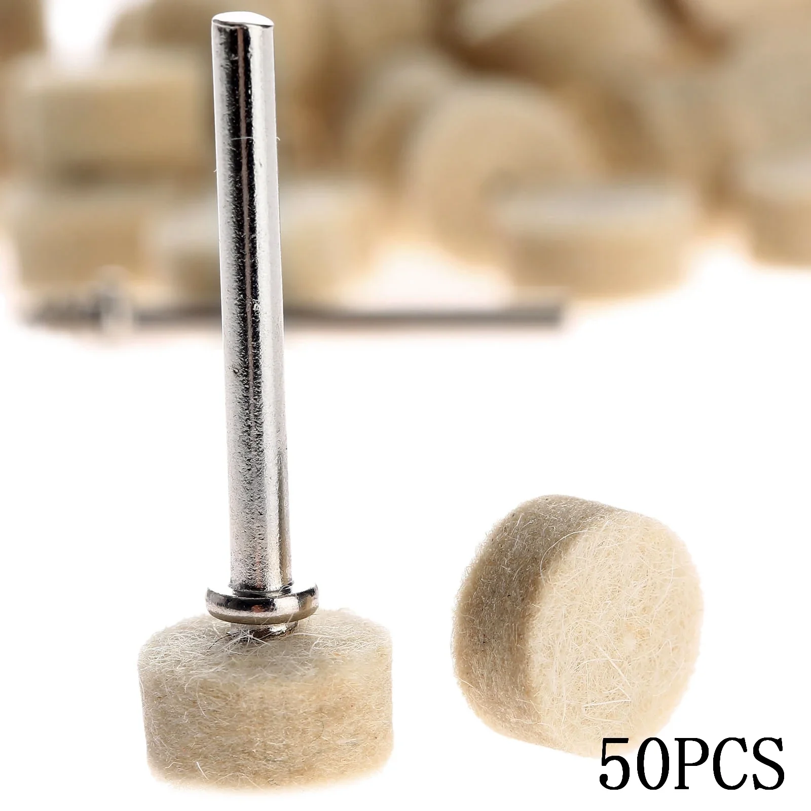 50 Stuks 13Mm Wolvilt Polijsten Buffing Wheel Slijpen Schurende Pad + 2Pcs 3.2 Mm Schacht Voor Dremel rotary Gereedschap