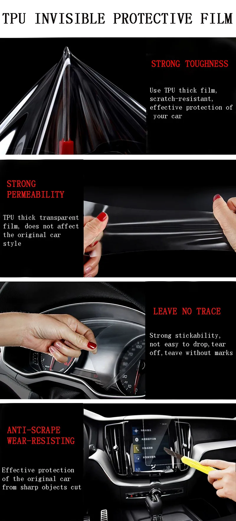 For CITROEN C5 X 2022 Gearbox Panel Dashboard Navigation Automotive Interior Protective Film TPU Anti-Scratch Sticker Protect