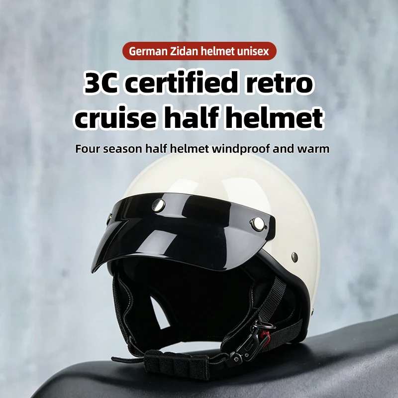 

German 107 Zidan helmet new national standard 3C certification retro half helmet electric motorcycle unisex safety protection