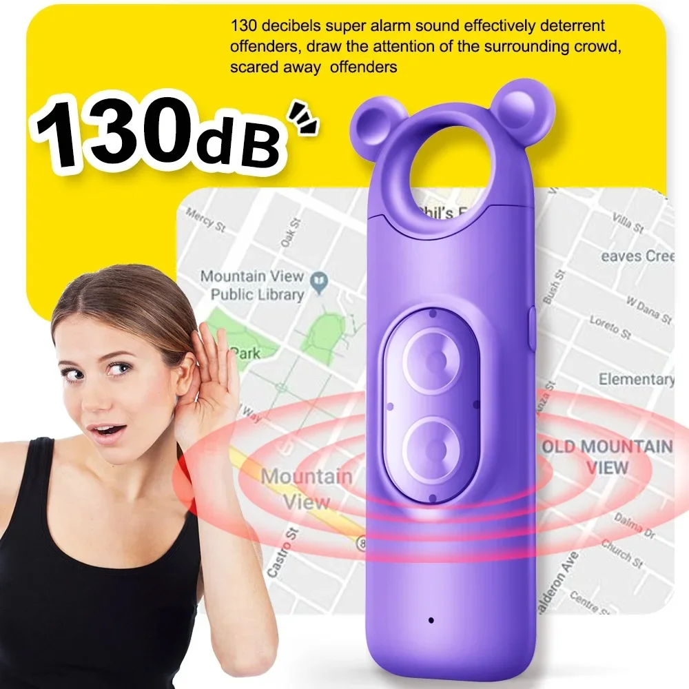 H7 Anti-robbery and Anti-wolf Alarm Rechargeable Dual LED Flash Dual Lighting USB Personal Self-defense Alarm Women 130dB