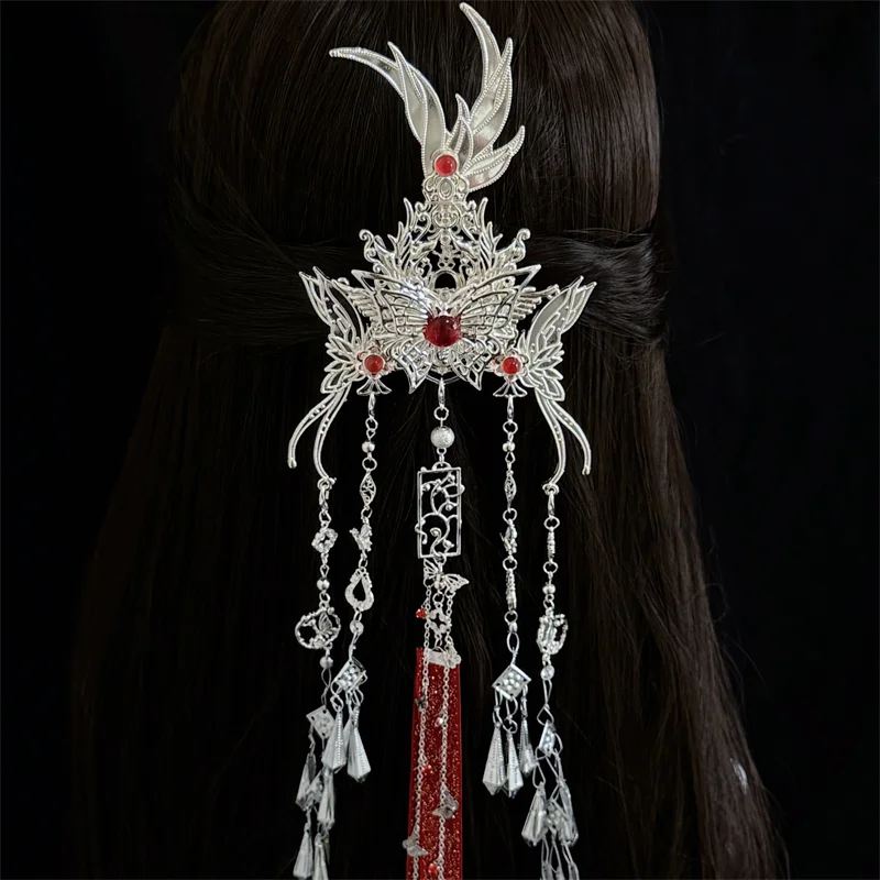 Heaven Officials Blessing Hua Cheng Cosplay Prop Blinder Huacheng Headwear Silver Butterfly Adult Ancient Tian Guan Ci Fu - view 4