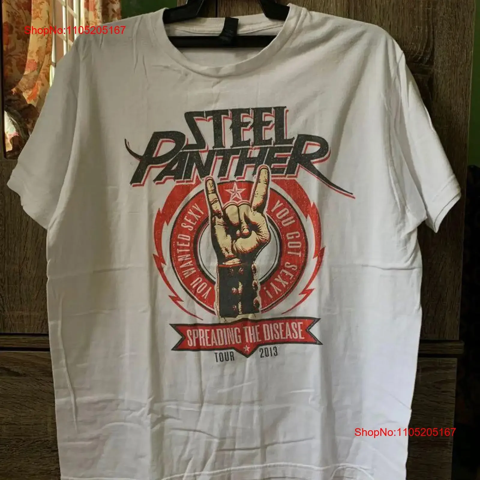 Vtg Steel Panther Tour 2013 Camiseta blanca de algodón pesado de tamaño completo BL468 vintage lavada transpirable versátil unisex cómoda