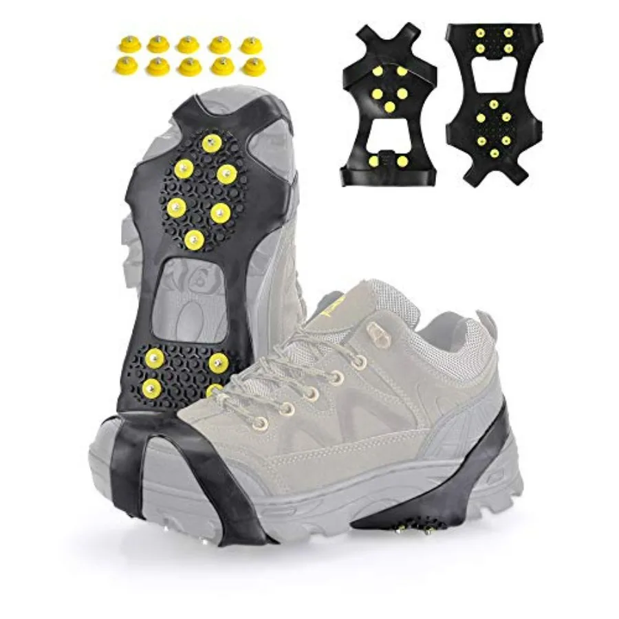 

Ice Cleats Snow Ice Traction Shoe Boot Cleats Anti Slip 10-Studs Silicone Rubber Crampons for Footwear