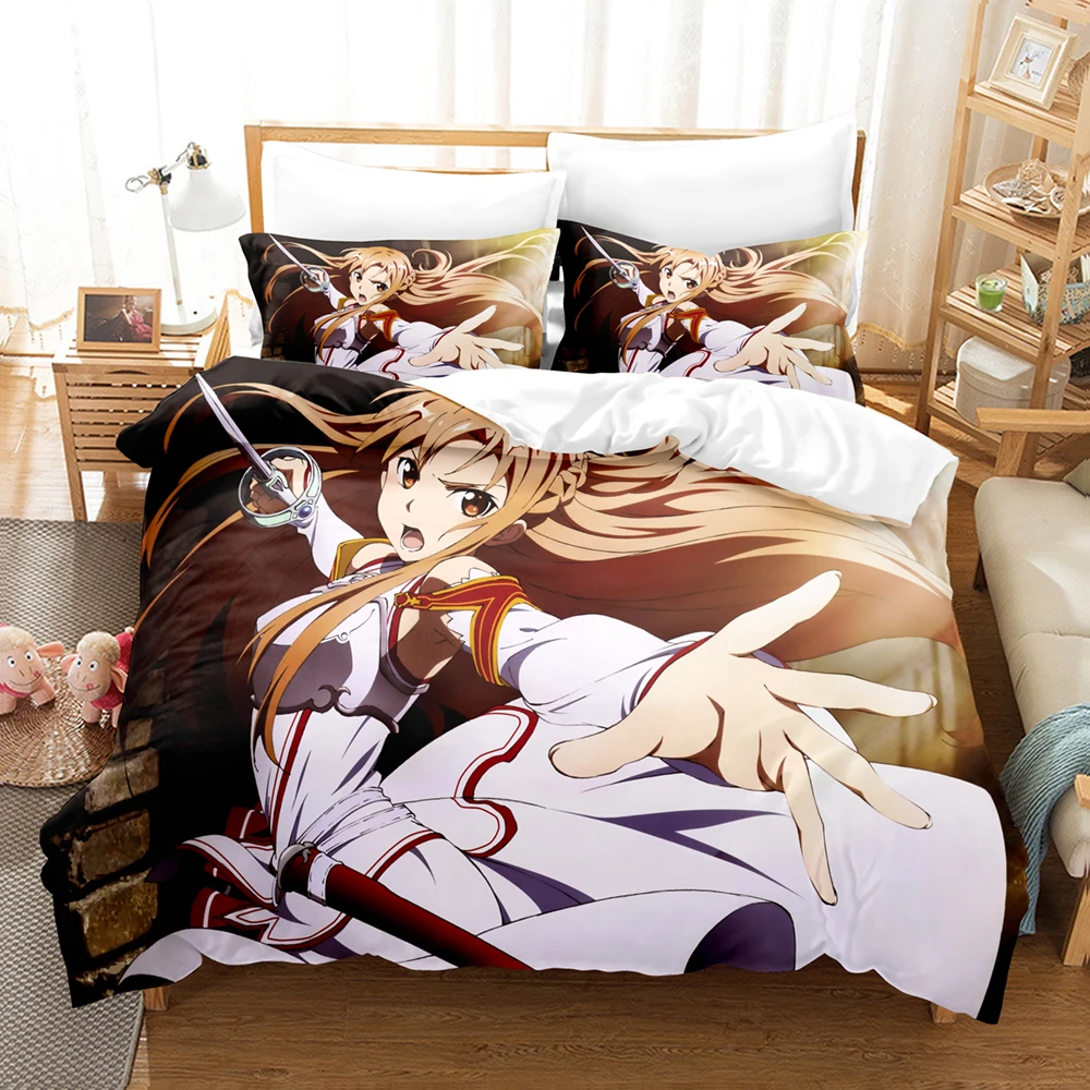 3D Print Anime Sword God Domain 2/3PCS Bedding Sets Duvet Cover Set With Pillowcase Twin Full Queen King Bedclothes Duvet Cover