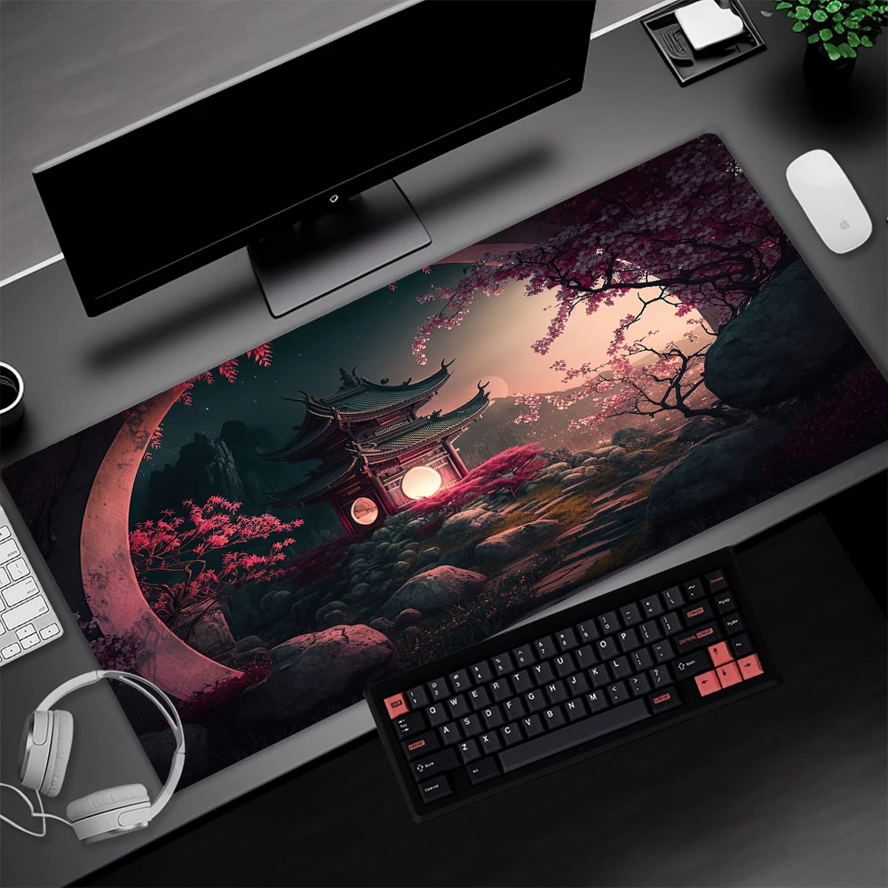 Cherry Blossom Japan Mouse Pad Mount Fuji Mause Ped Gamer Desk Table Mat Giant Mousepad Large Carpet Gaming Setup Keyboard Pad