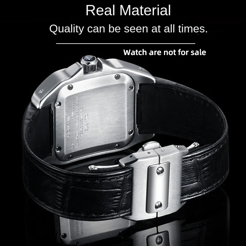 Brown Black Delicate Selected Premium Cowhide Sweatproof Breathable Watchband for Cartier Santos Sandoz 100 Series 20mm 23MM