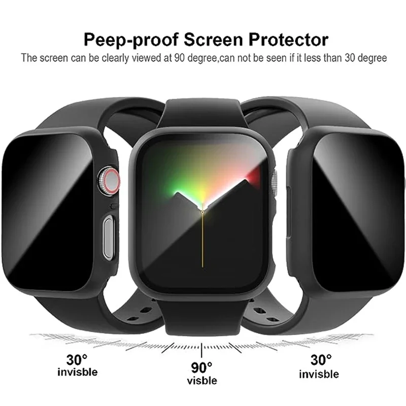 Privacy Screen Protector Case For Apple Watch 45mm 44mm 41mm 40mm Cover Anti-Peep PC Bumper for Series 9/8/7/6/5/se/4 ultra 49mm