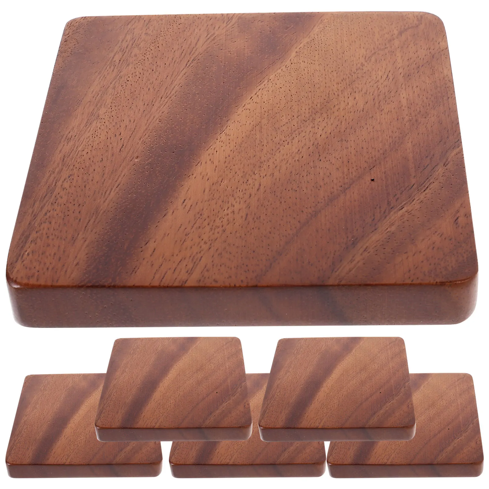 

6pcs Black Walnut Wood Coasters 11x11cm Heat Resistant Anti Skid Cup Mats Square Wooden Bulk Home Kitchen Decor Protective