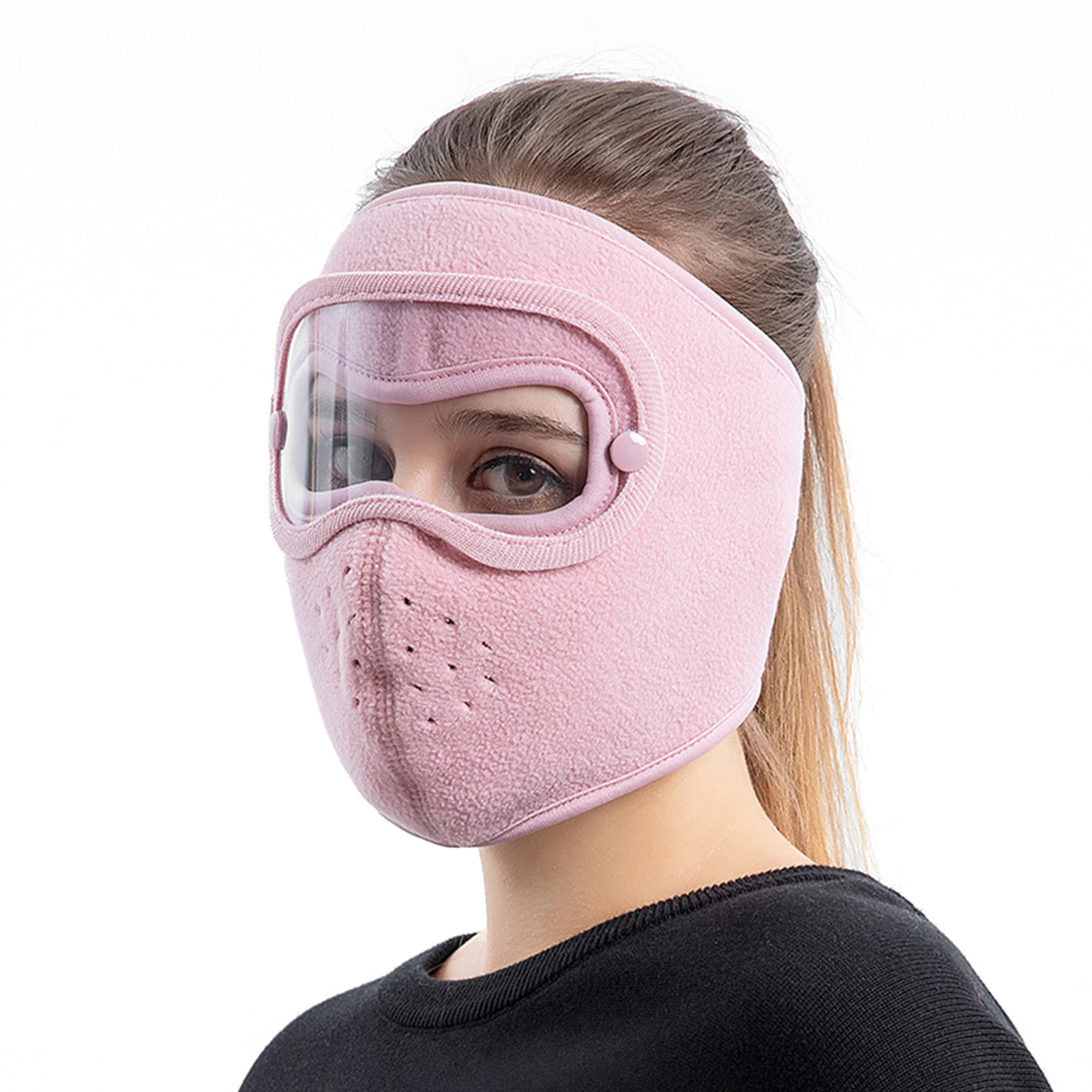 Autumn Winter Warm Mask Polar Fleece With Removable Riding Windproof High-definition Goggles Anti-fog Visor Protection Durable