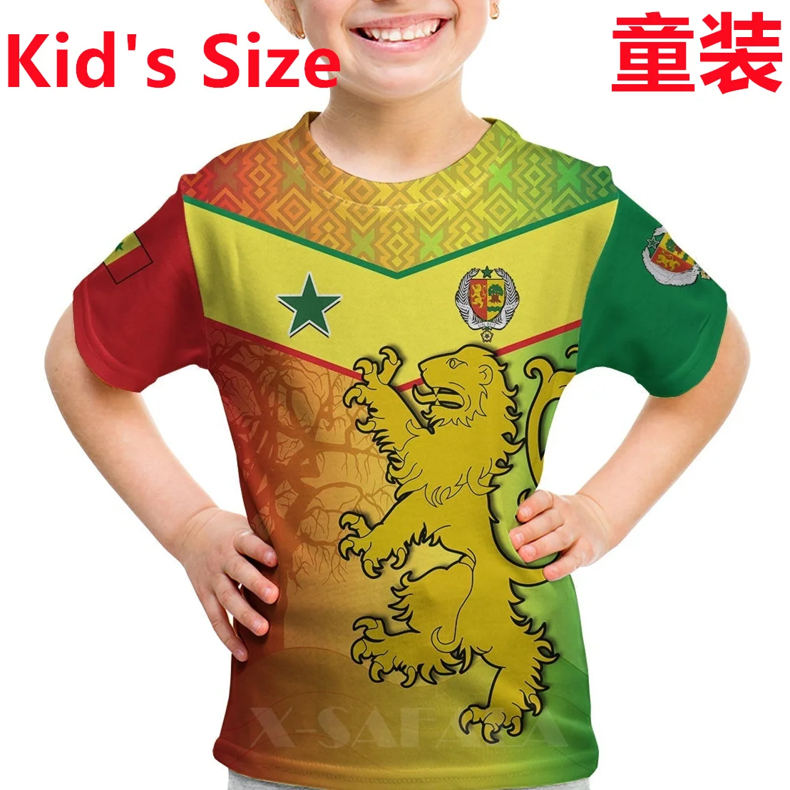 Senegal Flag Coat Of Arms Kid Size For Children 3D Print Mesh Fiber T-Shirts Tops Summer Tee Men Streetwear Shorts Sleeve Sport