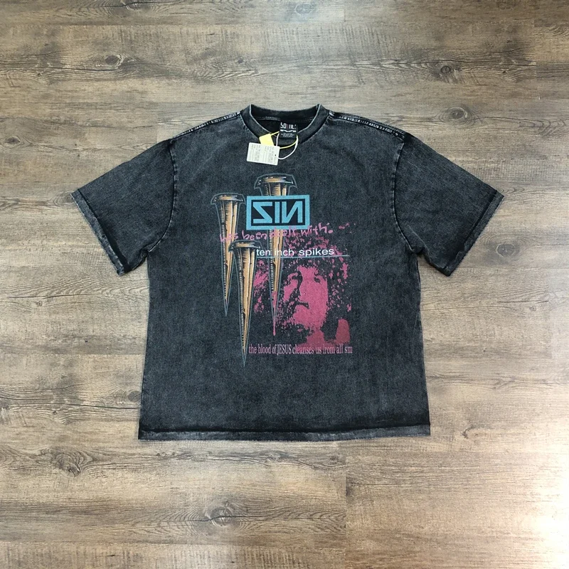 

SAINT Of MICHAEL New Style Fashion Streetwear Vintage Tee Casual Oversized Tops Summer Casual Loose 100%Cotton T Shirt Men