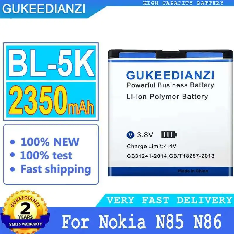 

For Nokia N85 N86 N87 8MP 701 X7 00 C7 BL 5K Mobile Phone Battery 2350Mah Long-Lasting Performance BL-5K Lightweight