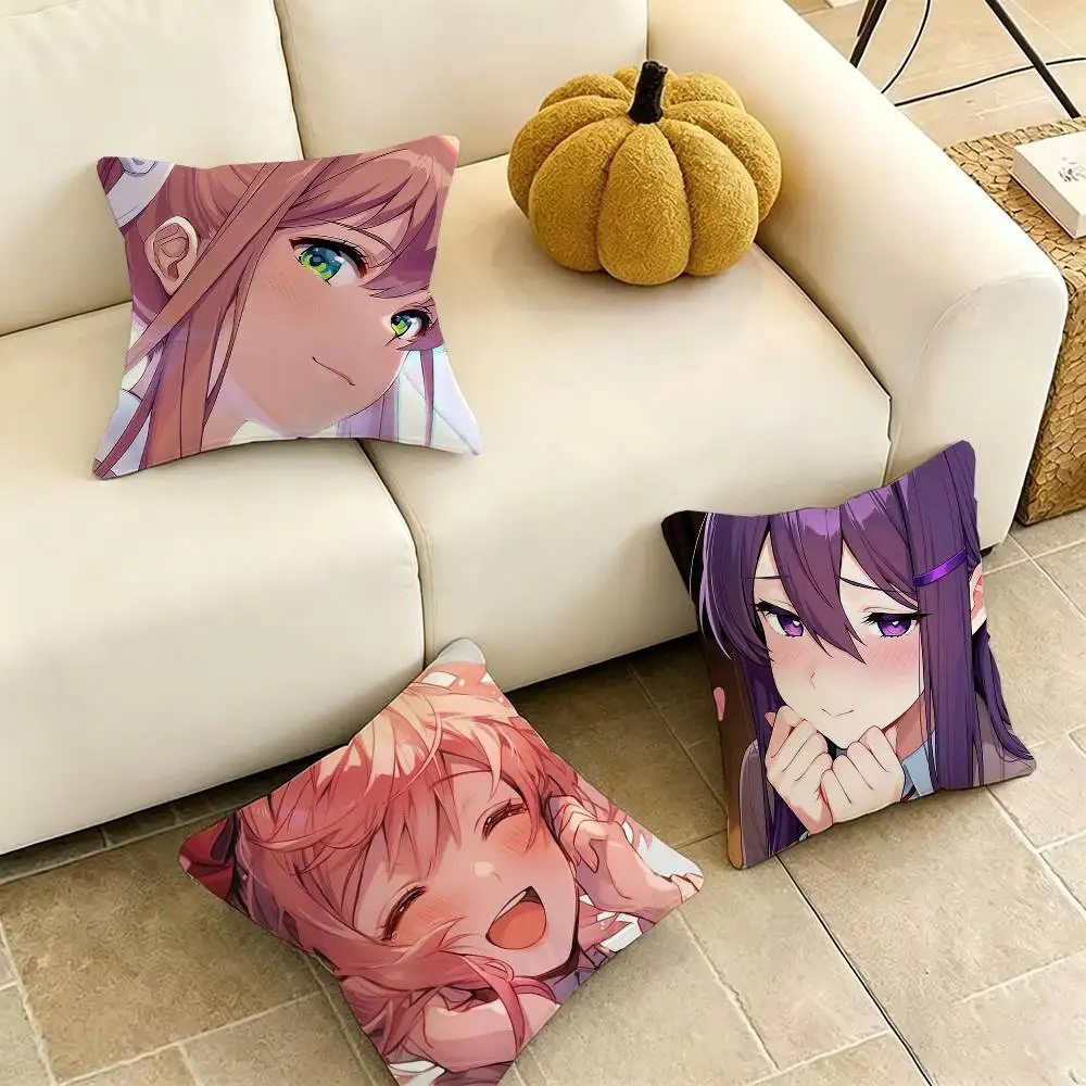 Anime Doki Doki Literature-E Club Pillow Case Square Double-Sided Sofa Cushion Cover Bedroom Bedside Pillow Gift