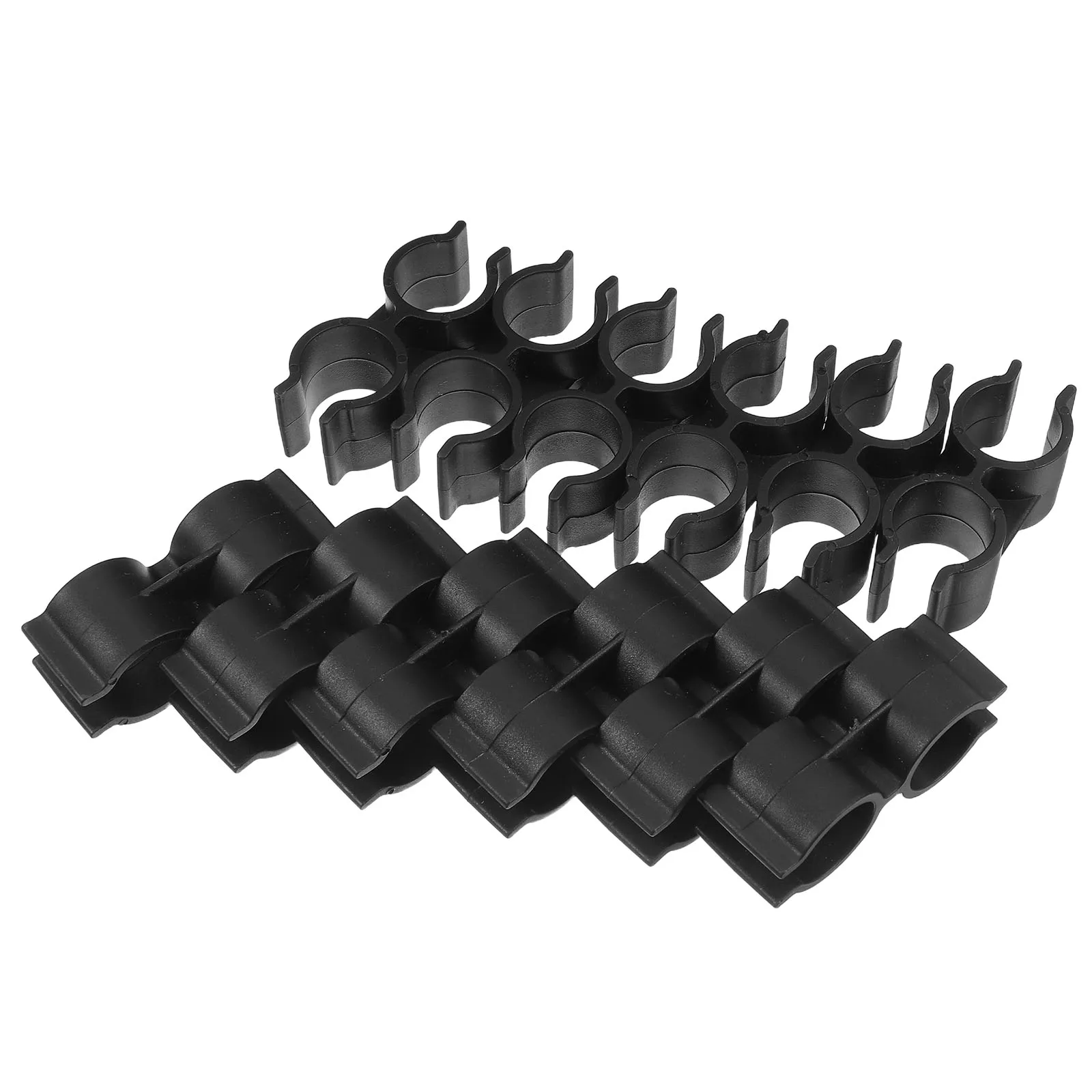 

12 Pcs Double Head Pipe Clamps Black Plastic 25mm Tube Connector Supermarket Warehouse Shelf Link Clips Fasteners