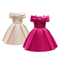New Halter Strapless Pleated Girls Princess Dress Summer Solid Color Girls Dress Piano Performance Gown 2-10 Years Kids Clothes