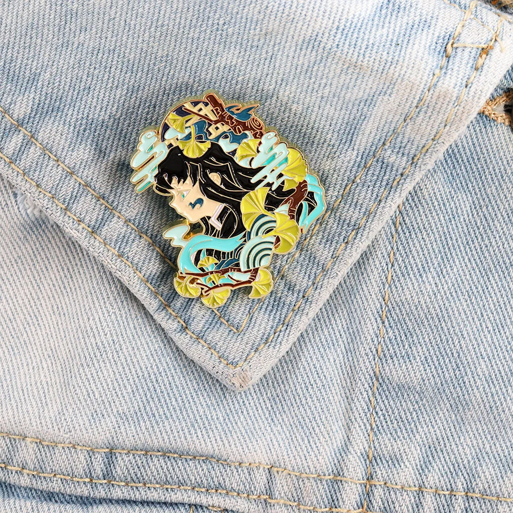 Anime Demon Slayer Kimetsu Geen Yaiba Tokitou Muichirou Cosplay Kostuum Badge Pin Accessoires Rugzak Hanger Metalen Prop Broche