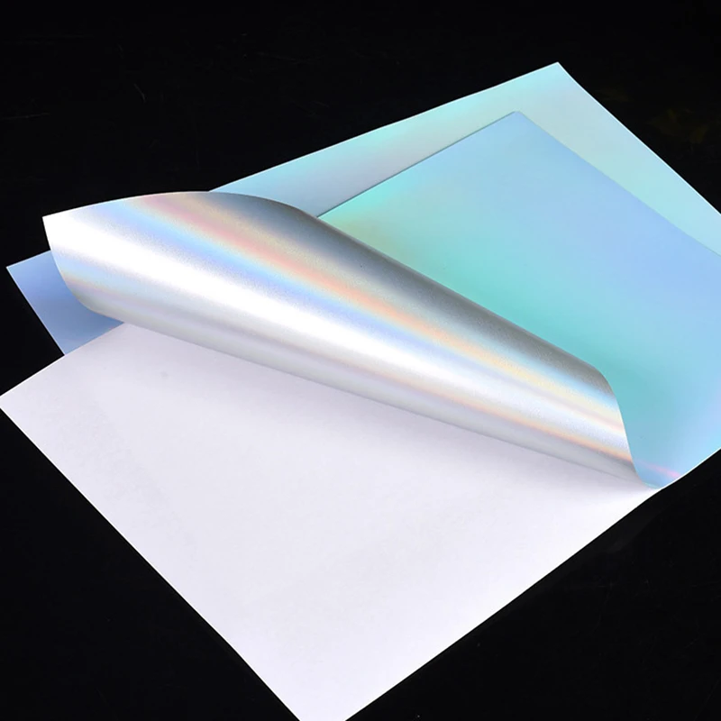 Holographic Sticker Paper A4 Size Printable Dries Quickly Waterproof Sticker Paper Rainbow Vinyl Sticker Paper for Inkjet/Laser