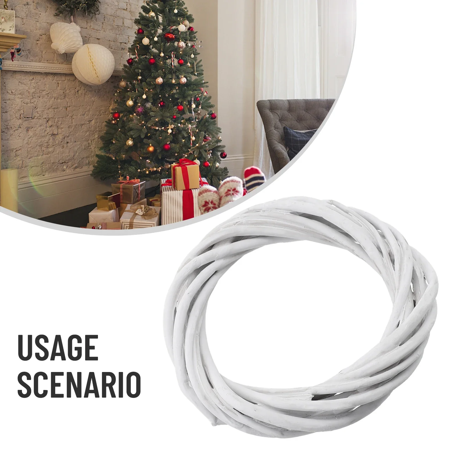 

Christmas Rattan Ring Wreath Decorations 2023 Wicker Vine Garland Xmas Tree Hanging Pendant Wedding Home Diy Decor White Wreath