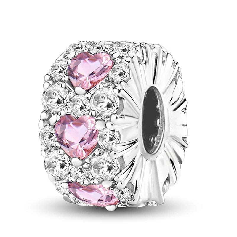925 Sterling Silver Love Heart Girl Ball Pink Series Charm Beads Fit Diy Bracelet Bangle Making Gift Of High Quality Jewelry - Image 2