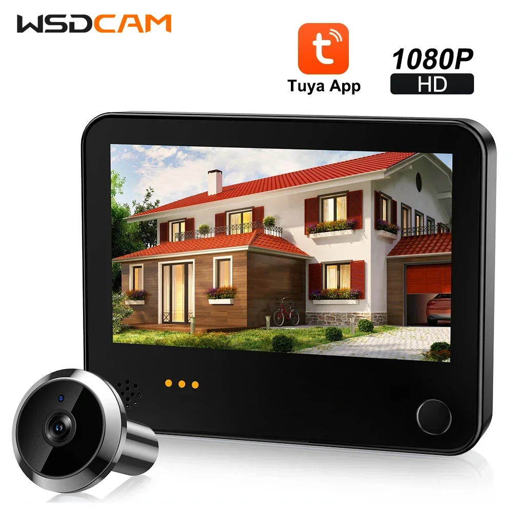 Wsdcam Smart 3MP Mini spioncino digitale telecamera per porta senza fili WiFi radar IR a infrarossi PIR rilevamento del movimento visualizzatore digitale campanello