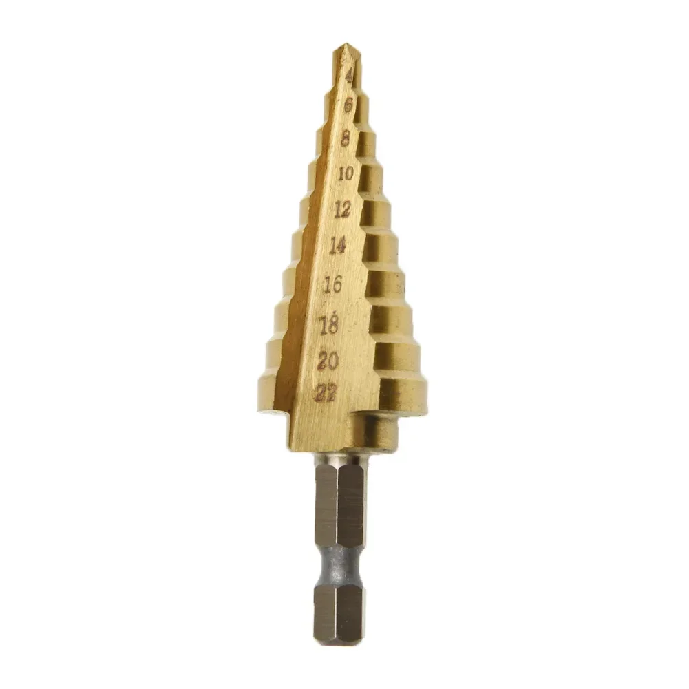 4-22mm HSS Step Drill Bit Straight Groove Step Drill Woodworking Metal Tools Hole Cutter Drilling Cone Step Drill Bit Hole Cutte