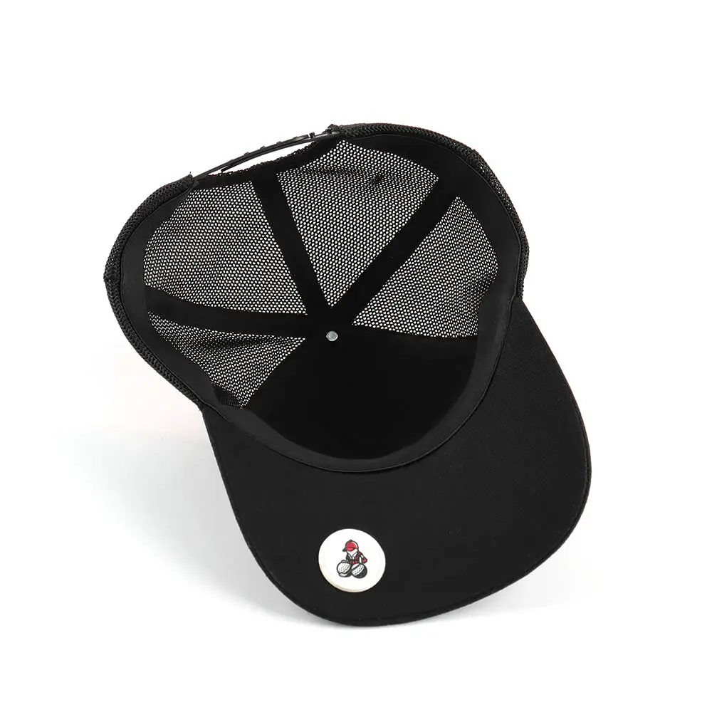Custom Cotton Flat Embroidered Logo Magnetic Golf Ball Pen Truck Driver Hat Breathable Lightweight Hard Panel 112 Mesh view 3