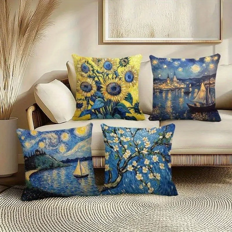 

Наволочка Van Gogh Art — наволочка с принтом подсолнуха и звездной ночи для дивана, спальни, гостиной