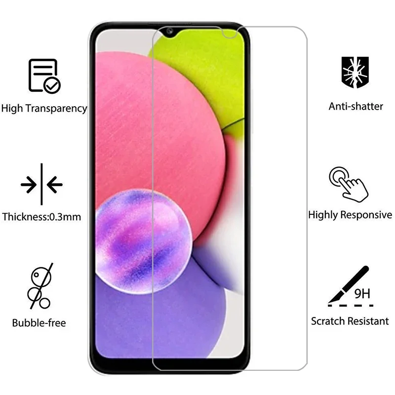 Hülle für Samsung A03S Cover Displayschutzfolie gehärtetes Glas auf Galaxy A 03S 03 A03 S 6,5 Schutzhülle Telefon Coque Tasche Samsunga03S